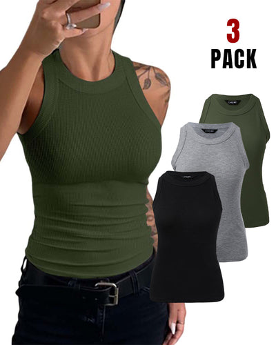 3 Pack Knit Round Neck Tank Top (Without Pads)